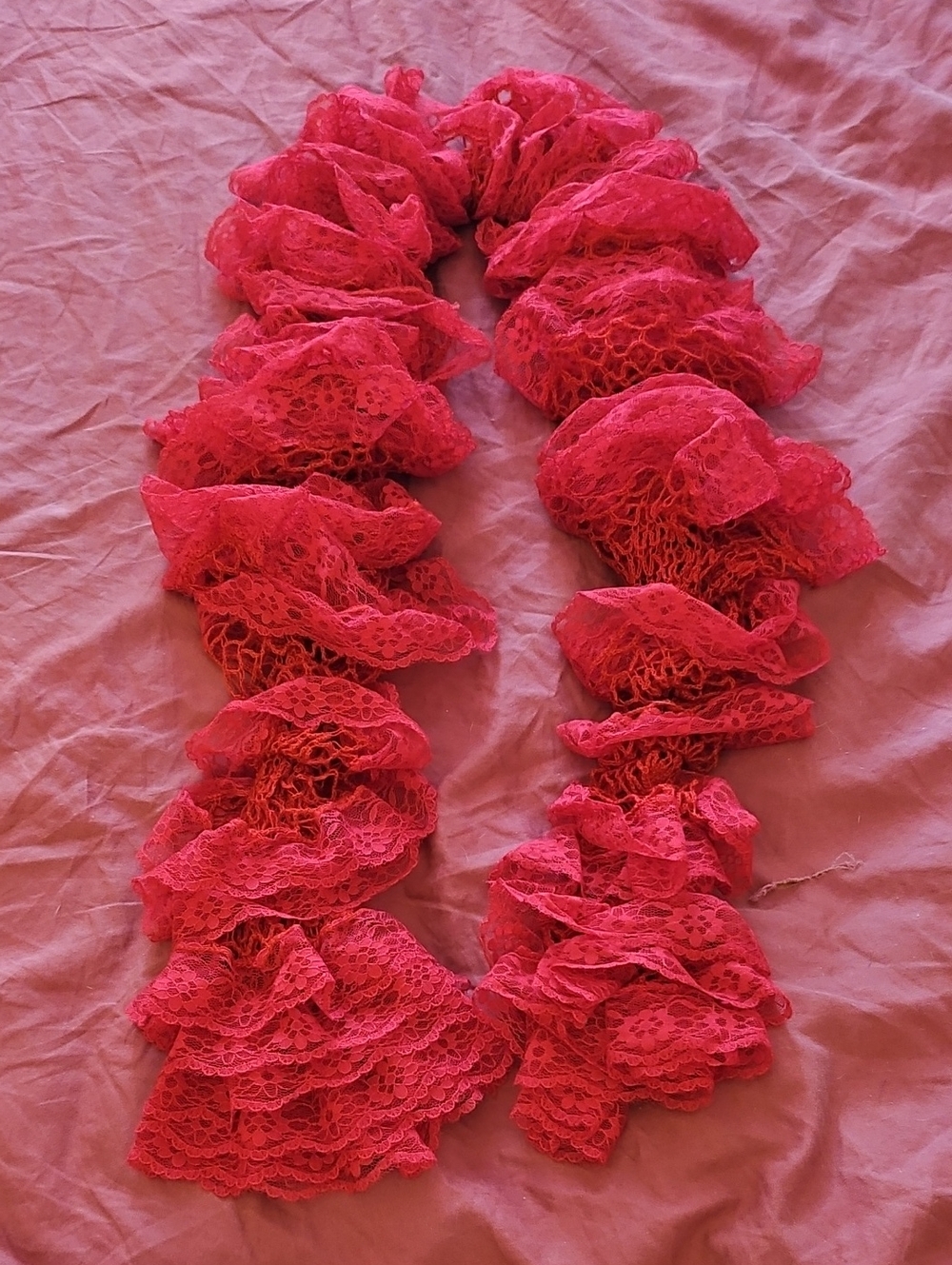 Lace Ruffle Scarf - Hot Red